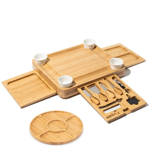 NEW Smirly Bamboo 3 Drawer Charcuterie Board Set - Picture 5 of 5